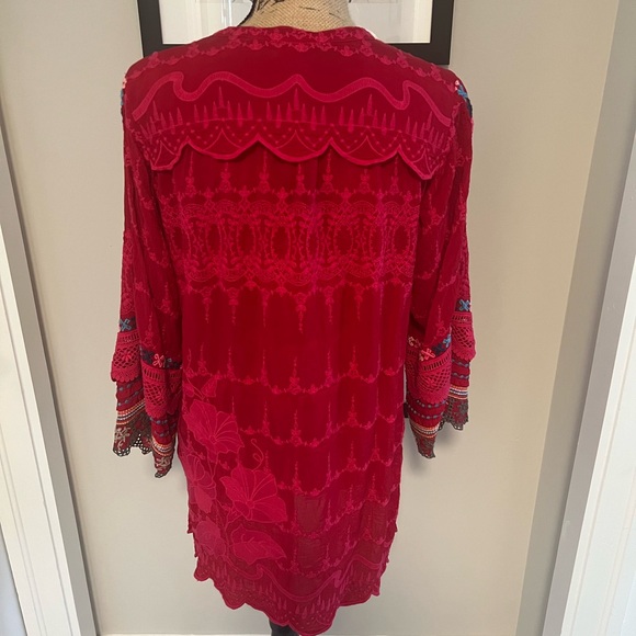 Johnny Was Mayu Wild Cherry Red tunic. - Picture 4 of 9